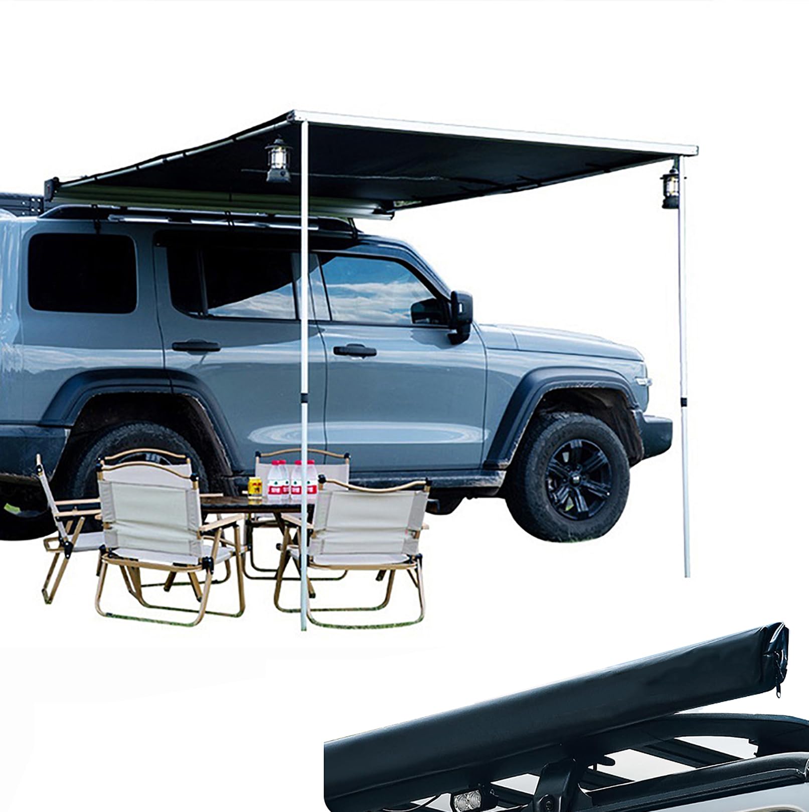 Amazon.co.jp: Pounjsd サイドオーニング 車 200*250cm サイドタープ